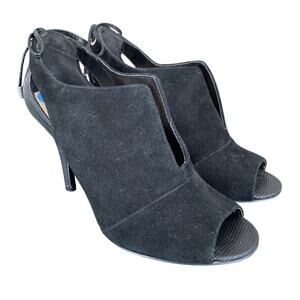 Nine West 'Andra' US 6.5M black suede open toe high heels shoes sexy slip ons